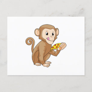 Carte Postale Singe avec morceau de pizza