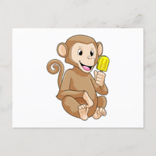 Carte Postale Singe avec Popsicle