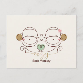 Carte Postale Singe chaussette cosy