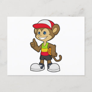 Carte Postale Singe comme joueur de basket-ball avec basket-ball
