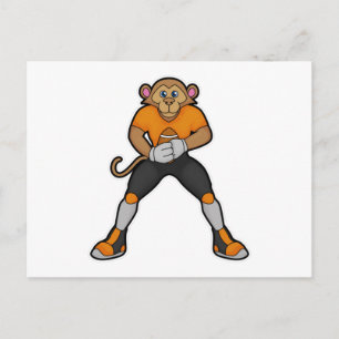 Carte Postale Singe comme joueur de football avec football