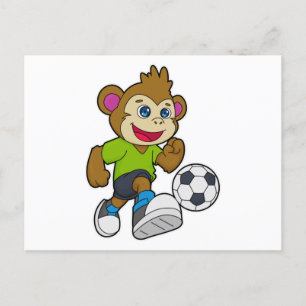 Carte Postale Singe comme joueur de football avec Soccer