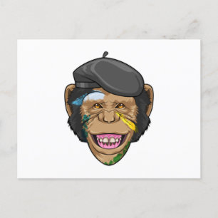 Carte Postale Singe comme peintre