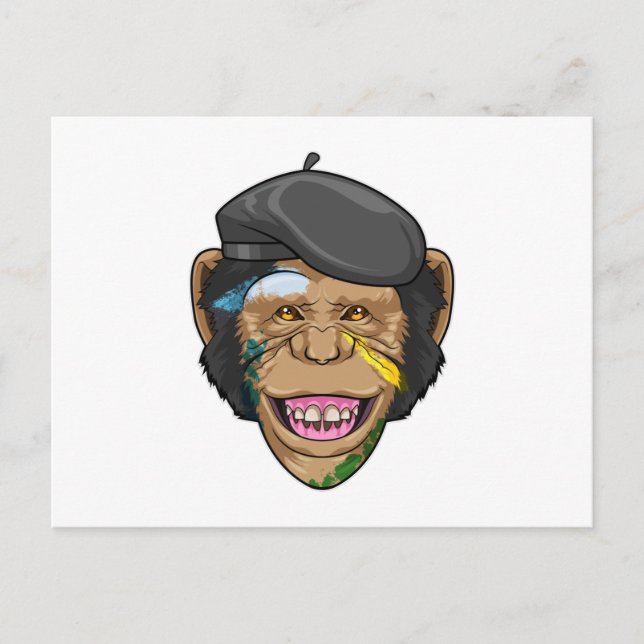 Carte Postale Singe comme peintre (Devant)