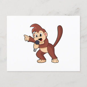 Carte Postale Singe comme Singe avec Microphone.PNG