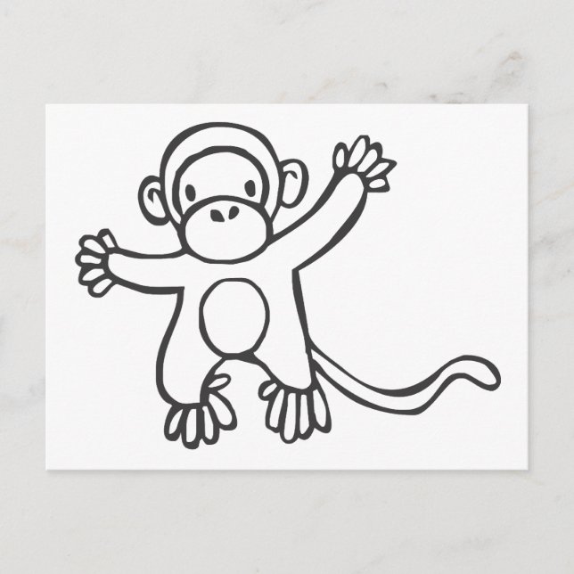 Carte Postale Singe créatif dans le dessin d'esquisse (Devant)