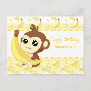 Carte Postale Singe de Cute Kawaii tenant de la banane