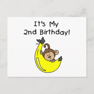 Carte Postale Singe de garçon sur le 2ème anniversaire de banane