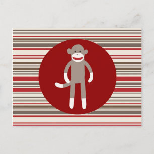 Carte Postale Singe de soc mignon sur Red Circle Rouge Brown ray