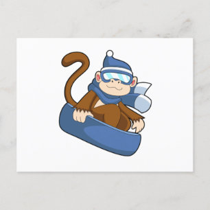 Carte Postale Singe en planchiste avec Sonowboard.PNG