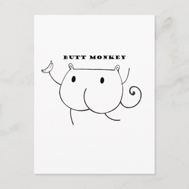Carte Postale Singe fesses Noir et Blanc (Devant)