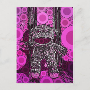 Carte Postale Singes Chaussette Drôles Cercles Bulles Art Pop