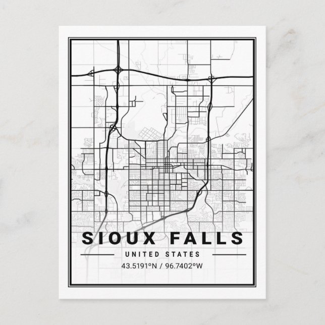 Carte Postale Sioux Falls South Dakota USA Travel City Map (Devant)