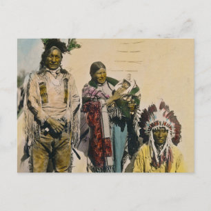 Carte Postale Sioux Indian Grey Eagle and Family Stereoview