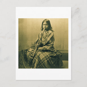 Carte Postale Sioux Musicien Girl Sepia