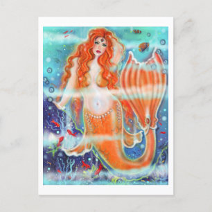 Carte Postale Sirène aux poissons tropicaux par Renee Lavoie