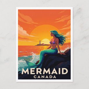 Carte Postale Sirène Canada Fantastique Coucher de soleil Style