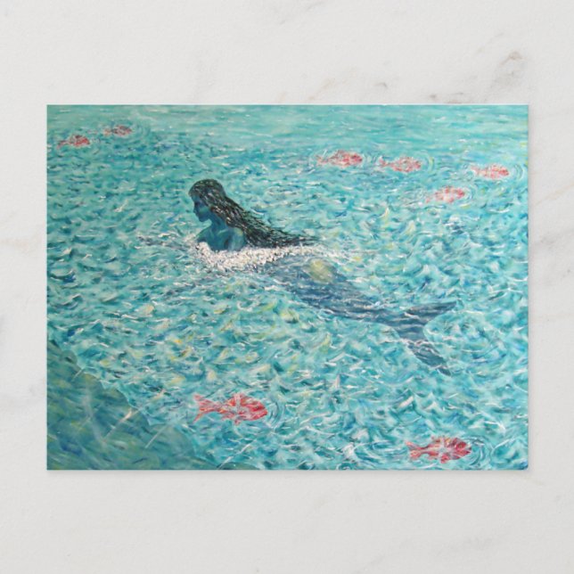 Carte Postale Sirène contre la Marée (Devant)