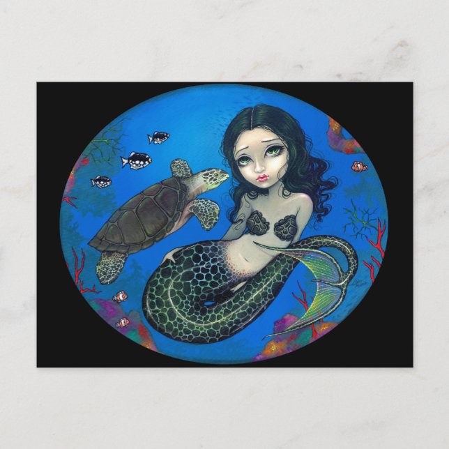 Carte postale "Sirène de tortue marine" (Devant)