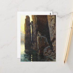 Carte Postale Sirène des eaux côtières, fille nue et désirs qui 