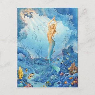 Carte Postale Sirène et dauphins par Scot Howden