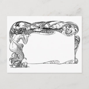 Carte Postale Sirène et mouettes