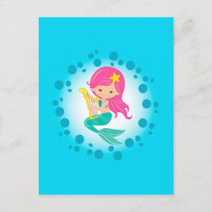 Carte Postale Sirène - Mignonne Sous La Fille De Mer