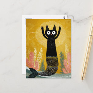 Carte Postale Sirène unique de chat noir