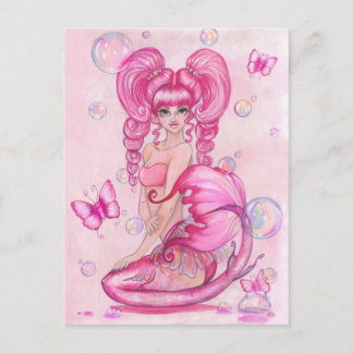 Carte postale "Sirènes et papillons : rose"