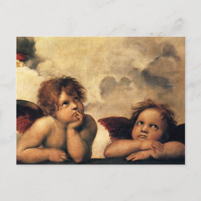 Carte Postale Sistine Madonna Angels par Raphael Sanzio (Devant)