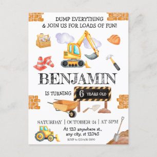 Carte Postale Site de construction Camion de pompage Fête d'anni