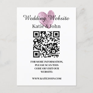 Carte Postale Site mariage Ajouter un nom Texte Code QR Minimali