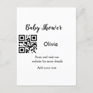 Carte Postale Site web de fête de bébé simple code barre QR ajou