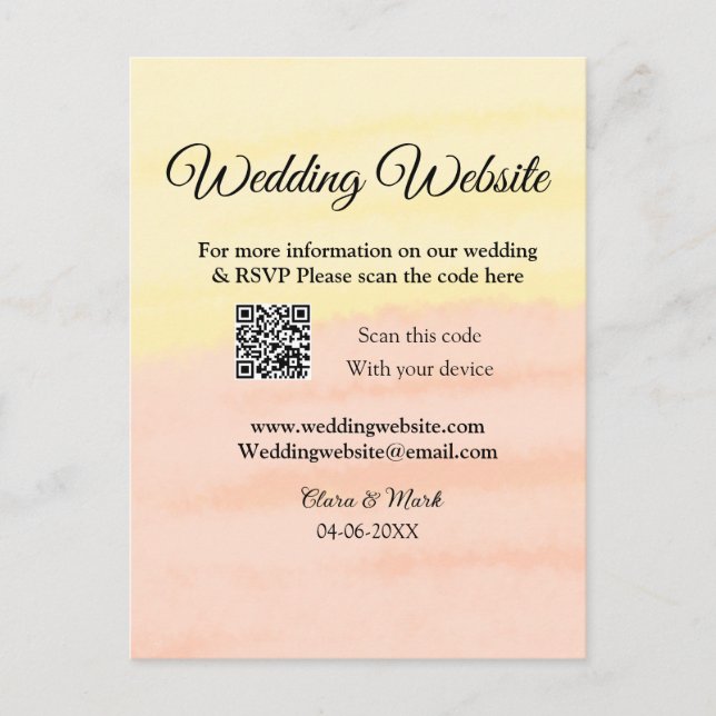 Carte Postale site web de mariage ajoutez code Q R scan ajoutez  (Devant)