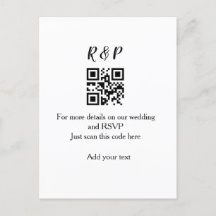Carte Postale site web mariage rsvp q r code ajouter nom texte t