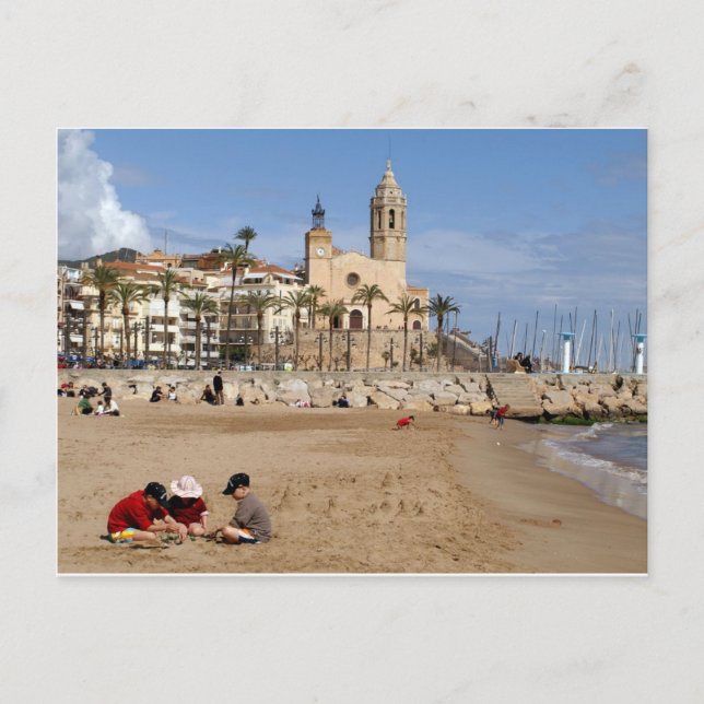 Carte Postale Sitges, Barcelone, jocs a la platja (Devant)