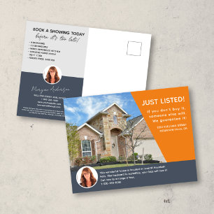 Carte Postale SITUÉ À LA LISTE Orange Photo Immobilier Marketing