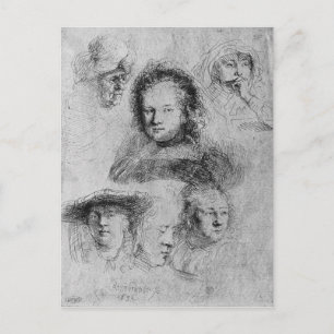 Carte Postale Six têtes avec Saskia van Uylenburgh