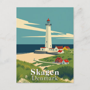 Carte Postale Skagen, Danemark Phare Art Rétro