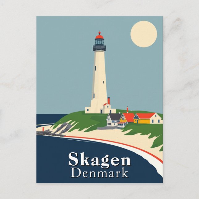 Carte Postale Skagen, Danemark Plage Art Rétro (Devant)