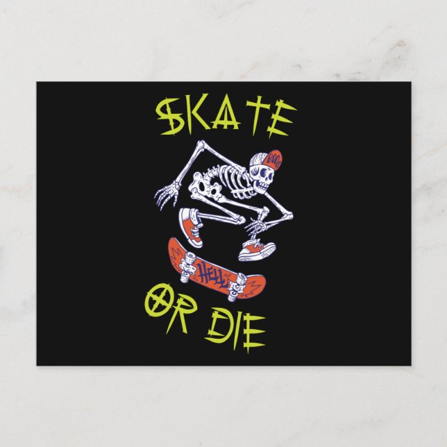 Carte Postale Skate ou die Skeleton Skateboarder (Devant)