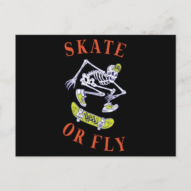 Carte Postale Skate ou volez Skeleton Skateboarder (Devant)