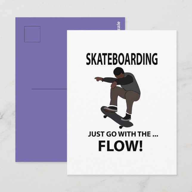 Carte Postale Skateboard Aller Avec Le Flux Skateboarder (Devant / Derrière)