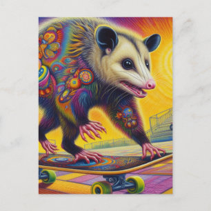 Carte Postale Skateboard Surreal Adorable Opossum