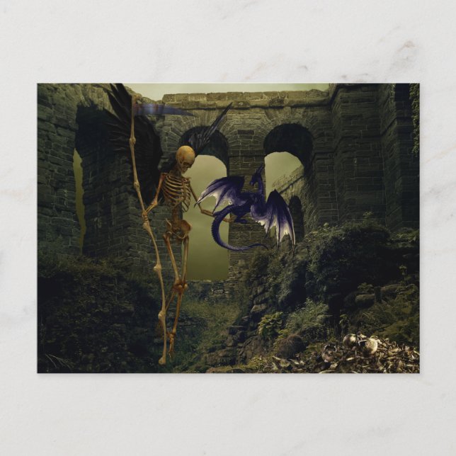 Carte Postale Skeleton Angel Dragon Imaginaire Grim Reaper (Devant)