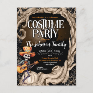 Carte Postale Skeleton Black Halloween Costume fête Invitation