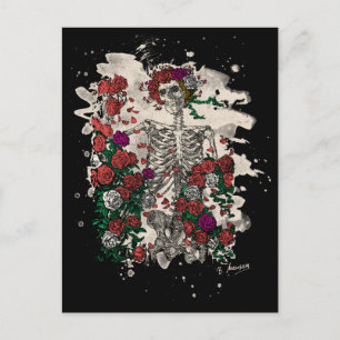 Carte Postale Skeleton & Roses - bleached version