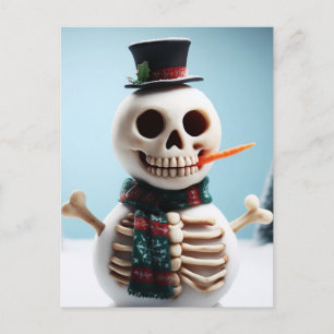 Carte Postale Skeleton Snow Man With Carrot and Scarf
