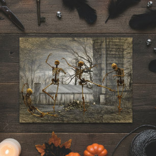 Carte Postale Skeletons dansants Halloween vintages