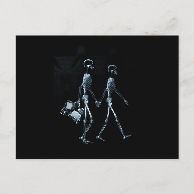 Carte Postale Skeletons de vision à rayons X en couple - bleu (Devant)